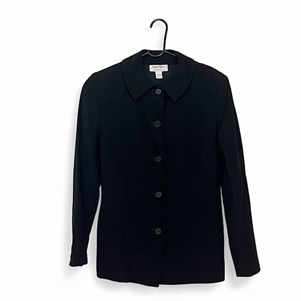 Calvin Klein Elegant Black Wool Coat